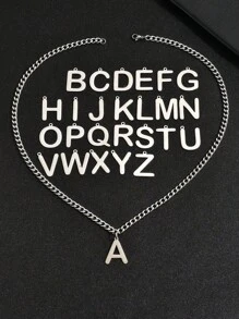 1 szt. Naszyjnik z inicjałem imienia, łańcuszek wężowy, stal nierdzewna, 26-literowy naszyjnik z wisiorkiem, prezent dla mężczyzn