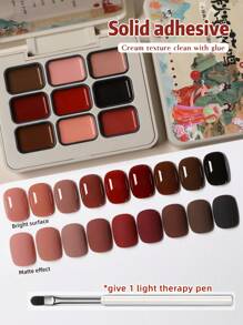9 Colors Autumn And Winter Style Solid Adhesive Gel Nail Polish Gradient Semi Permanent Soak Off UV LED Nail Art Gel Varnishes For Nails Salon DIY - 彩色 - 查看 1