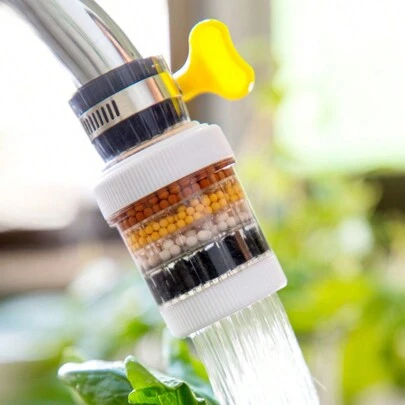 1 件装水槽滤水器，厨房浴室通用接口活性炭水龙头滤水器，六层过滤，防溅节水