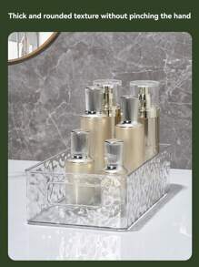 1 pieza Organizador de cosméticos transparente de lujo, caja de almacenamiento apilable para maquillaje, cuidado de la piel, lápiz labial, mascarillas de escritorio, de plástico acrílico, para vacaciones, playa, baño, colección de dormitorio, gran capacidad