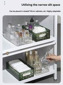 1 pieza Organizador de cosméticos transparente de lujo, caja de almacenamiento apilable para maquillaje, cuidado de la piel, lápiz labial, mascarillas de escritorio, de plástico acrílico, para vacaciones, playa, baño, colección de dormitorio, gran capacidad