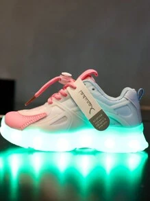 GUANGLAN USB充電式LED光鞋閃光兒童鞋，小童大童男女鬼冬日常運動鞋，春秋皮革鞋帶鞋燈，街舞鞋嬰兒鞋夜跑燈