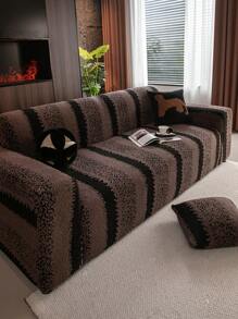 1 件双色提花毛绒沙发套，松紧腰部柔软温暖冬季沙发套，宠物友好型防水防滑，适合单人/双人沙发/3 人座/4 人座沙发，包括配套靠垫套 - 咖啡棕 - 查看 6