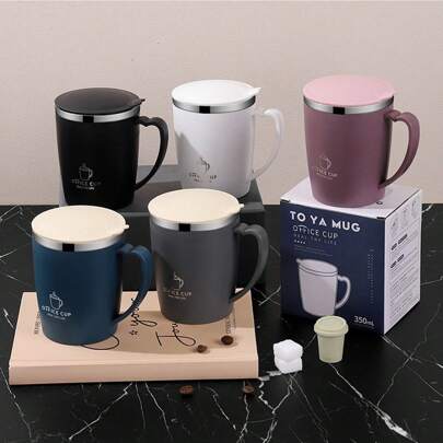 1 pieza Taza de viaje de acero inoxidable 304 con tapa, taza de café portátil, taza, taza aislada, adecuada para café, té, taza enfriadora de bebidas frías, de vuelta a la escuela