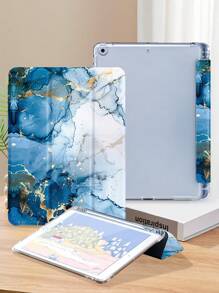 大理石纹平板电脑保护壳，兼容 iPad 9.7/10.2/10.5/10.9/12.9/Pro 11、第 10 代，兼容三星 Galaxy Tab S6 Lite 10.4 英寸，兼容 Tab，柔软防摔保护，智能支架/自动唤醒/睡眠 - 彩色 - 查看 3