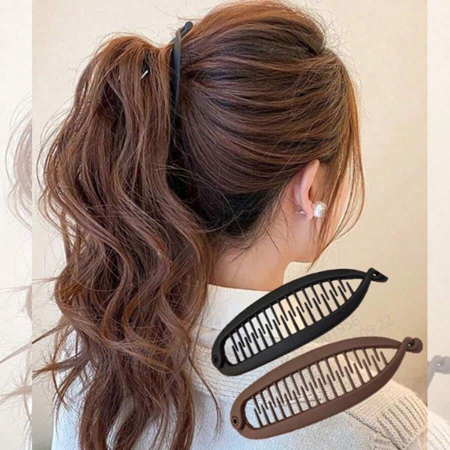 2 kẹp tóc chuối lộn xộn, kẹp tóc uốn sóng, kẹp tóc đuôi ngựa, dụng cụ búi tóc, phụ kiện tóc, kẹp tóc, dây buộc tóc, kẹp tóc, đồ dùng học tập - Nhiều màu - Xem 1