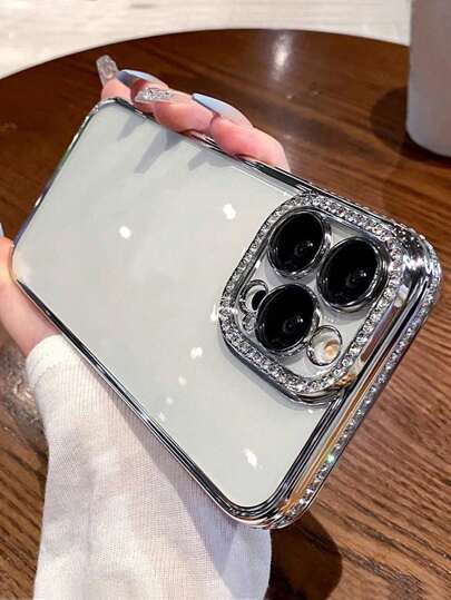 Luxury Electroplated Rhinestone Glitter Phone Case Compatible With IPhone 17 16E 15 14 13 12 11 X XS Max XR Pro Plus, Galaxy A02S-A07 A12-A17 A22-A26 A32-A36 A50-A56 S20-S25, Honor Magic, OPPO Reno, Redmi, Infinix Smart