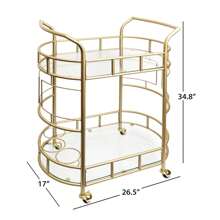 Better Homes & Gardens Fitzgerald Bar Cart With Matte Gold Metal Finish, 2-Tiers - Gold - View 7