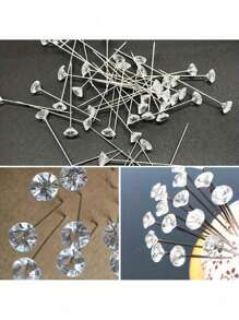 200pcs Medium Size Diamond Bouquet Pins, Suitable For Bridal Sewing, Ornamentation, Wedding Bouquets