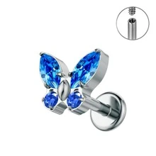 Fashion G23 Titanium Jewelry 5A Zirconia Ear Stud Butterfly CZ Stones Lip Nose Piercing Earrings Ear Cartilage Tragus Rings For Women Daily