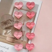 5pcs/10pcs New Pink Heart Magnetic Stickers, Cartoon Red Heart Plastic Fridge Magnets, Home Decor Accessories, Scenes Layout, Holiday Gifts, Holiday Decorations, Fridge Magnets, Kitchen Decor Magnets, Great Gifts, Fridge Beautification Birthday Graduation