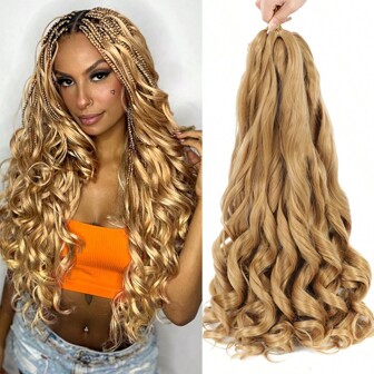 100 גרם/חבילה 24 אינץ' שיער צמות צרפתי מתולתל גלי רופף שיער צמות קופצני בלונדיני שיער צמות יאקי מתוח מראש לתוספות שיער (#27) לליל כל הקדושים