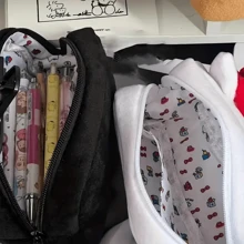 Sanrio Sanrio Hello Kitty & Pochacco Kawaii Cosmetic Bag,Large Capacity Pencil Case And 12pcs Pen Set, School Supplies Lovely Gift For Valentine's Day And Red Bow,Back To School Stationery Box, Interior Hello Kitty Print Pattern, Cartoon Cute Makeup Bag