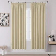 VEHEDE Set di 2 tende oscuranti beige per sistemi a binario, tende corte opache per camera da letto, con volant e nastro