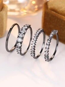 Tsnamer 4件套黄金叠戴戒指套装 - 简约拇指戒指、订婚戒指、女士珠宝礼物 - 戒指 - 查看 28