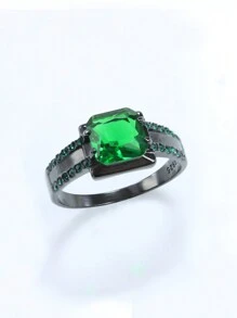 1pc 925 Sterling Silver Ring With 3 Carat Square Cubic Zirconia, Gothic Style, Fashionable And Luxurious, Suitable For Parties And Events, An Ideal Gift For Friends