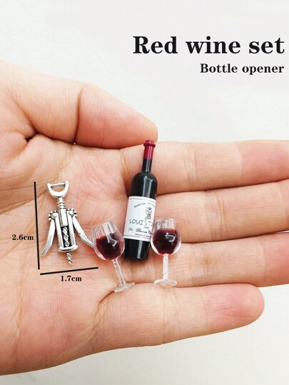7 bucăți/Set accesorii mini pentru casă de păpuși - sticle de vin, seturi de șampanie, decorațiuni de mobilier în miniatură la scară 1:6/1:12, potrivite pentru cadouri de Halloween/Ziua Recunoștinței/Crăciun