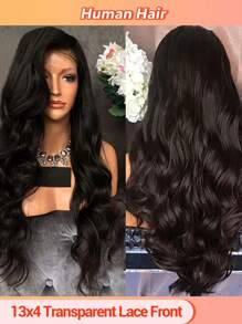 13x4 Body Wave Lace Front Wigs Human Hair Pre Plucked 24 Inch 180% Density Lace Front Wigs For Women Body Wave Wigs Natural Black Unprocessed Brazilian Remy Human Hair With Baby Hair - Natural & Black - View 2