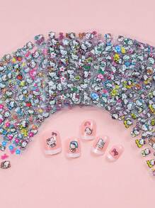 Sanrio 5 hojas de calcomanías de uñas con diseños aleatorios de Hello Kitty, pegatinas 3D de gato Kitty Sanrio, calcomanías de uñas de dibujos animados lindas, decoraciones de arte de uñas para mujeres y niñas (algunas partes pueden ser uñas aleatorias)