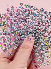 Sanrio 5 hojas de calcomanías de uñas con diseños aleatorios de Hello Kitty, pegatinas 3D de gato Kitty Sanrio, calcomanías de uñas de dibujos animados lindas, decoraciones de arte de uñas para mujeres y niñas (algunas partes pueden ser uñas aleatorias)