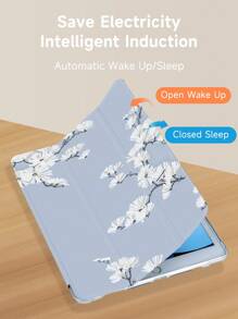 花朵图案平板电脑保护壳，兼容 iPad Mini4/Mini5/Mini6/Air 5th Gen2022，兼容三星 Galaxy Tab A9 Plus 10.95 英寸，兼容华为 MatePad 10.4 英寸/Tab，带笔架/防摔/自动睡眠/唤醒盖 - 彩色 - 查看 4