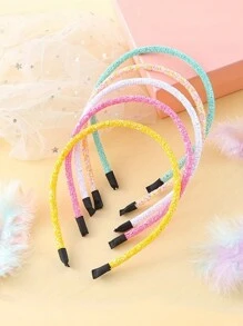 5pcs/Set Colorful Glitter Headbands For Girls - Suitable For Daily And Party Outfits, Mixed Colors - Multicolor - View 2