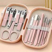 1 Set Of 14-Pcs Modern Stainless Steel Nail & Foot Care Tool Kit, Including Nail Clippers And Grooming Tools, With Portable Storage Case - Unisex Manicure Set, Fragrance-Free, No Electricity Or Battery Required