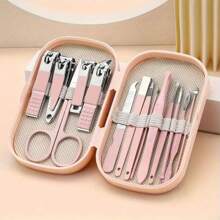 1 Set Of 14-Pcs Modern Stainless Steel Nail & Foot Care Tool Kit, Including Nail Clippers And Grooming Tools, With Portable Storage Case - Unisex Manicure Set, Fragrance-Free, No Electricity Or Battery Required