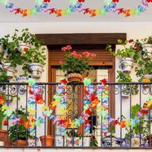 5 Packs Tropical Flower Garland Flower Leaves Luau Hibiscus Flower Banner For Hawaiian Luau Decorations,Hawaiian Lei For Adults Summer Beach Tropical Backdrop Decoration