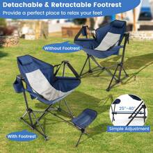 Homasis Hammock Camping Chair W/ Retractable Footrest & Carrying Bag For Camping Picnic - Navy Blue - View 6