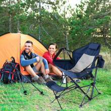 Homasis Hammock Camping Chair W/ Retractable Footrest & Carrying Bag For Camping Picnic - Navy Blue - View 4