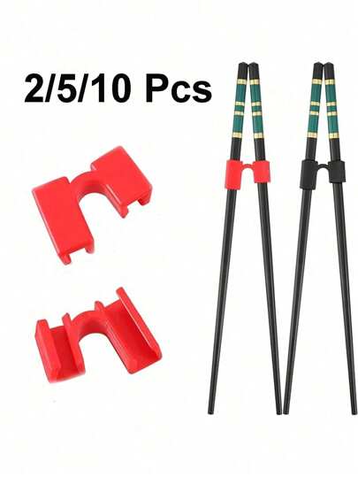 2/5/10 Pcs Chopstick Helper For Adult, Beginner, Trainer Or Learner – Plastic Hinge Connector For Chopsticks Training – Anti-Slip, Reusable And Replaceable