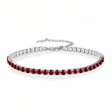 Pulsera de plata esterlina con circonita colorida y brillante, con cadena de tenis de color rosa y morado para mujer, ajustable - pulsera de colores - Ver 15