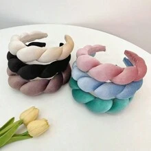 1pc Cloud Shaped Velvet Marshmallow Braided Headband, Wide Edge Hair Accessory For Face Washing, Bathing, Makeup, SPA, Exercise, Hair Styling, Hairband, Hair Hoop Headbands
