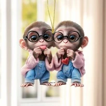 1 Piece, Cute Monkey Pendant, 2D Acrylic Pendant, Suitable For Car Rearview Mirrors, Keychains, Packaging Accessories, Party Gifts, Valentine's Day And New Year Decorations,Home Decor ,Room Decor,Wall Decor Birthday Graduation
