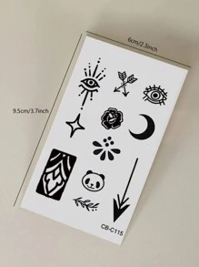 6张半永久手指纹身贴纸，图案包括迷你蝴蝶、心形、钻石、五角星、花卉、日月Y2K风格，防水，可持续1-2周，可用于DIY手指、耳朵、肩膀、脖子、锁骨等部位的临时纹身贴纸。 - 藍色 - 查看 12