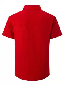 男士加大码休闲基础款罗纹轻薄透气面料纽扣短袖 Polo 衫 - 紅色 - 查看 2