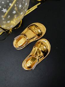 1 Pair Minimalist Fashion Girls Outdoor Sandals, Suitable For Spring And Summer - Gold - View 2
