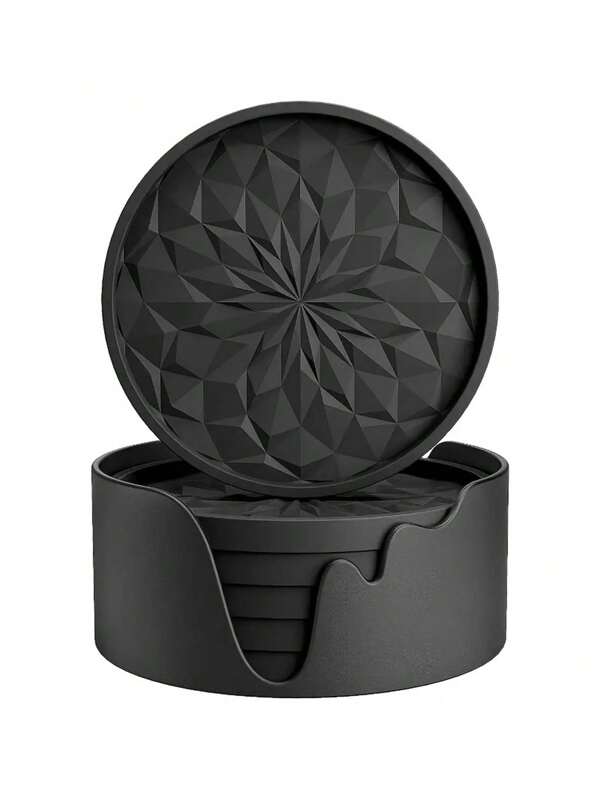 6pcs/Set Thick Solid Color Minimalist Silicone Round Coasters, Heat Insulation Non-Slip Mats With Base For Cups, Coffee Mugs, Suitable For Kitchen, Dining Table, Restaurant, Picnic, Holiday Party, Birthday Party