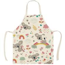 1pc Linen Apron With Banana, Sloth Pattern, Creative Funny And Fashionable Print For Home Cleaning, Waterproof, Oil-Proof, Easy To Clean, Suitable For Kitchen Cooking, Baking, Work Wear
