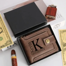 Personalized Men's Wallet With Gift Box,Engraved Leather Wallet,Custom Zipper Wallet For Men,Anniversary Gift For Him,Gift For Men Valentines,Portable,Versatile,Lightweight,Functional,Practical,All-Purpose,Colorful,Adorable,Funny,Kawaii,Vacay Vibes/Vacation,Minimalist,Unisex,Leisure,Commuting,Custom,Personalized,Unique,Customized,Boyfriend,Girlfriend,Family,Women, Rookies & White-Collar Workers,Friends