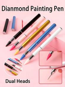 5D DIY Diamond Painting Double-Ended Drill Pen, Convenient And Quick To Pick Up, Available In Various Colors Metal Double-Headed Diamond Pick-Up Pen, Stainless Steel Material, DIY Crystal Embroidery Mosaic Handicraft Jewelry Tool Pen, Exquisite Nail Art Crystal Jewelry Picking Tool Accessory