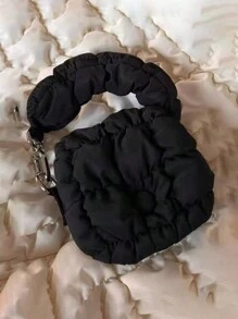 1pc Mini Pleated Cloud Pouch, Versatile Coin Purse Earbud Case, Fashionable Tiny Accessory Bag