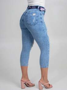 Women Jeans - 藍色 - 查看 6