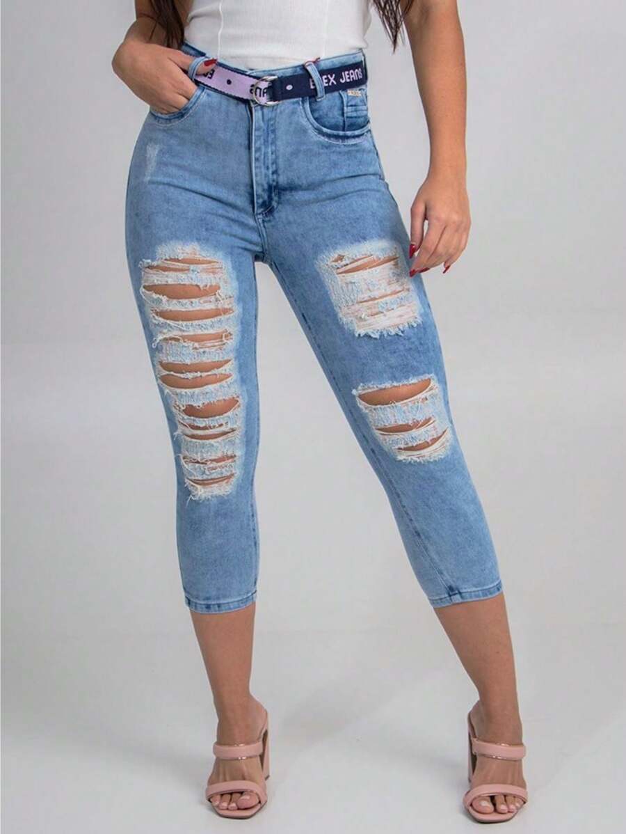 Women Jeans - 藍色 - 查看 1