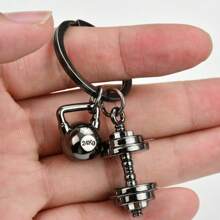 1 件哑铃钥匙扣，时尚简约运动风格金属哑铃钥匙扣，表面光滑，是送给朋友的绝佳礼物，汽车配件包，魅力学校可爱哥特 Y2k - 黑色 - 查看 3