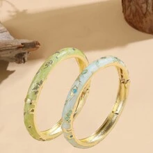 2 件复古珐琅景泰蓝手链，波西米亚金属女士手链 - 适合女性每天佩戴的精美情人节礼物，妈妈，母亲，母亲节，礼物