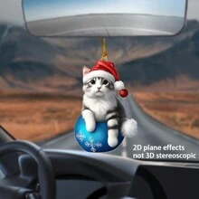 1 pieza Colgante de gato negro navideño para decoraciones de la fiesta de Navidad, decoraciones de gato para el árbol de Navidad, colgante del árbol de Navidad, decoraciones para el hogar, decoraciones de habitación, decoraciones temáticas de fiestas, decoraciones navideñas, llaveros acrílicos, accesorios lindos para automóvil y ideas de regalo, Halloween, espeluznante, otoño, vacaciones, festival