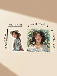 17 pezzi di adesivi decorativi in stile vintage con acquerelli, raffiguranti ragazze di Londra, ragazze di moda eleganti, ragazze di cucina europea vintage, per decorare album fotografici, cover per telefono, iPad, articoli per la scuola e forniture scolastiche