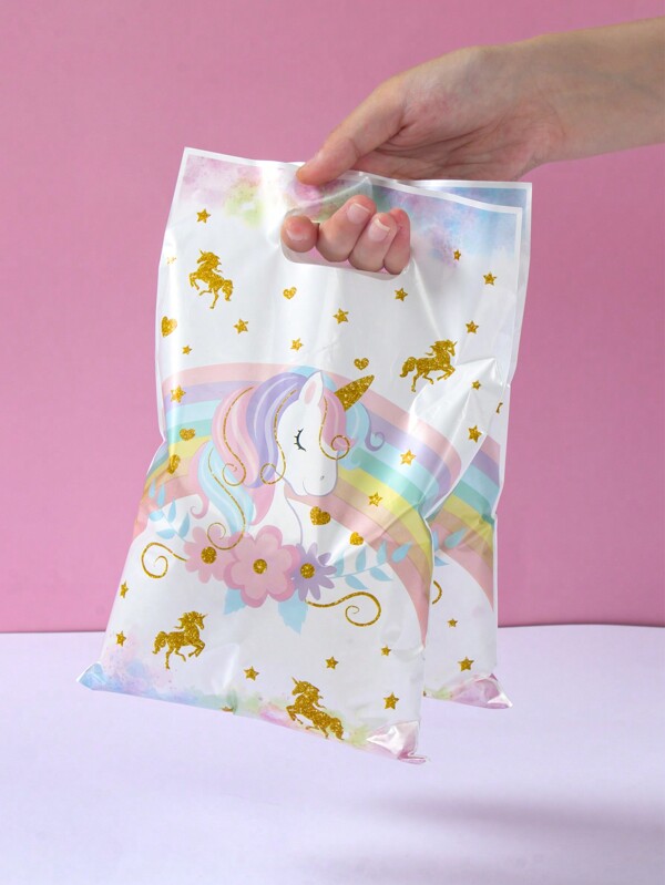 10/25/50pcs Rainbow Unicorn Gift Bags Plastic Handbags For Wedding Decor Babe Shower Decor Gender Reveal Decor Holiday Party Unicorn Theme Birthday Party Gift Bag, Unicorn Theme Party Favors, Birthday Decor, Party Gift Decor, Favor Plastic Packaging Bags, Gift Wrapping Supplies
